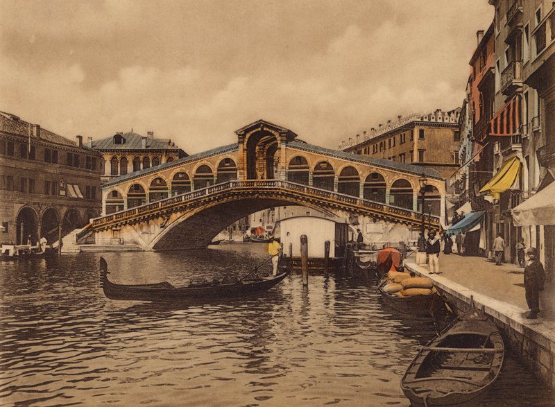 Venezia / Venetië: Rialtobrug (gekleurde foto) door Italian Photographer