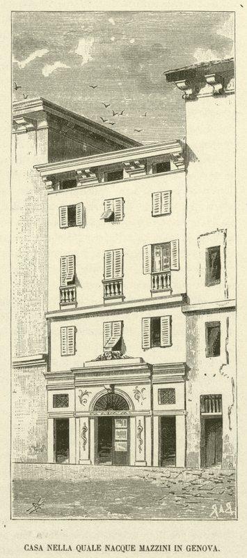 Casa Nella Quale Nacque Mazzini in Genova (gravure) door Italian School