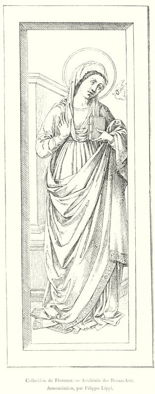 Verzameling van Florence, Academie voor Schone Kunsten, Aankondiging, door Filippo Lippi (gravure) door Italian School