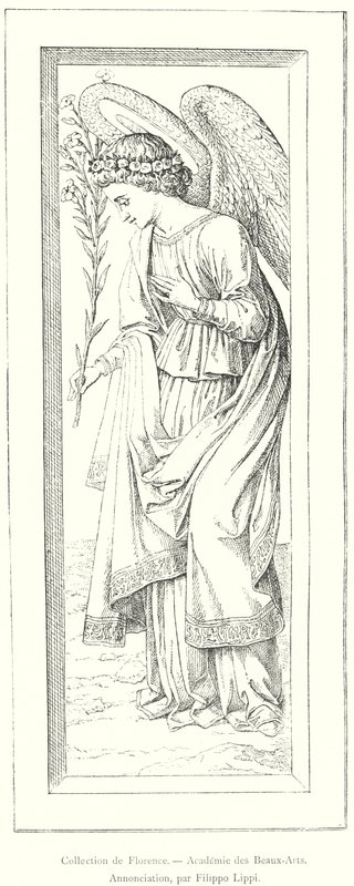 Collectie van Florence, Academie voor Schone Kunsten, Annunciatie, door Filippo Lippi (gravure) door Italian School