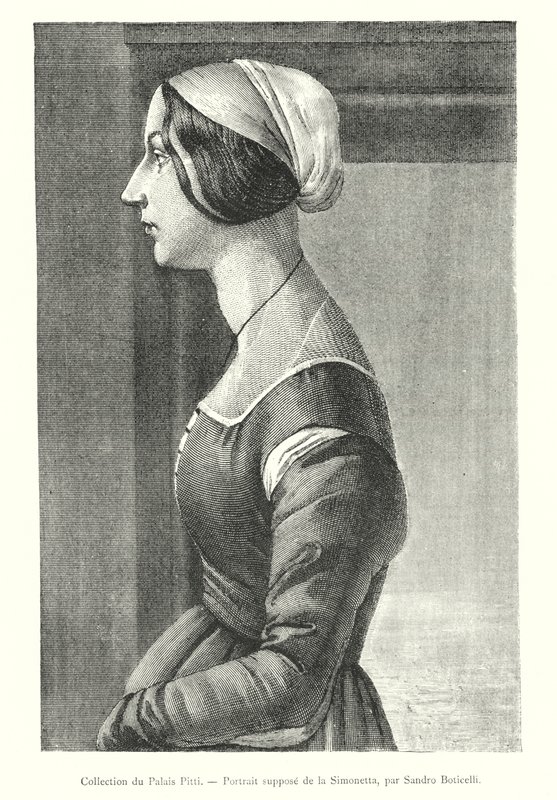 Collectie van het Pitti Paleis, verondersteld portret van Simonetta, door Sandro Botticelli (gravure) door Italian School