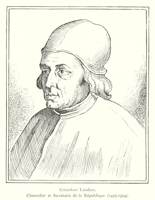 Cristoforo Landino, Kanselier en Secretaris van de Republiek door Italian School
