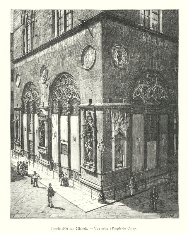 Gevel van Orsanmichele, gezien vanaf de hoek van de Corso (gravure) door Italian School