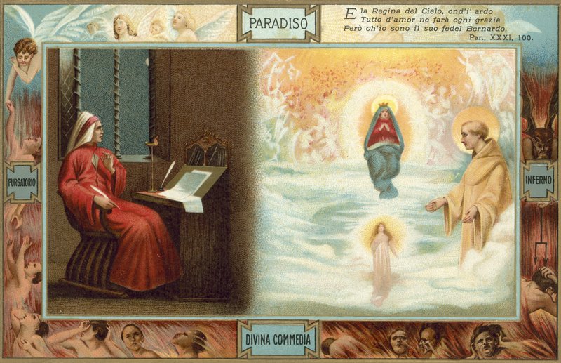 Illustratie voor De goddelijke komedie van Dante (kleurenlitho) door Italian School