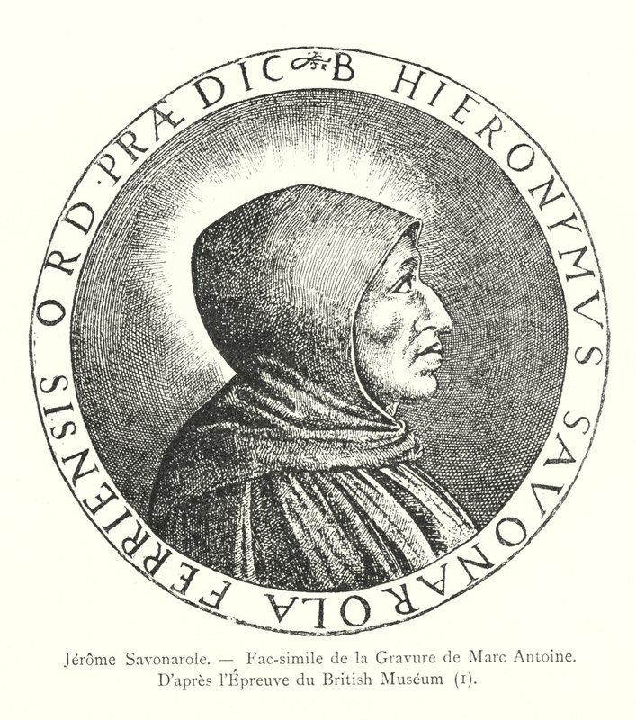 Jerome Savonarole, Fac-simile van de gravure van Marc Antoine, naar het exemplaar van het British Museum, I (gravure) door Italian School