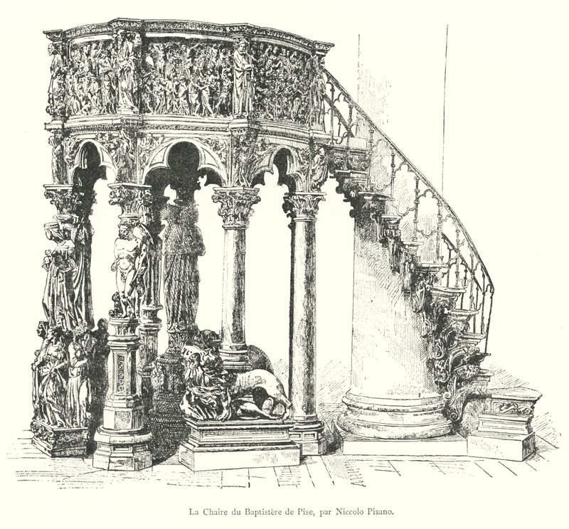 De preekstoel van de doopkapel van Pisa, door Niccolo Pisano door Italian School