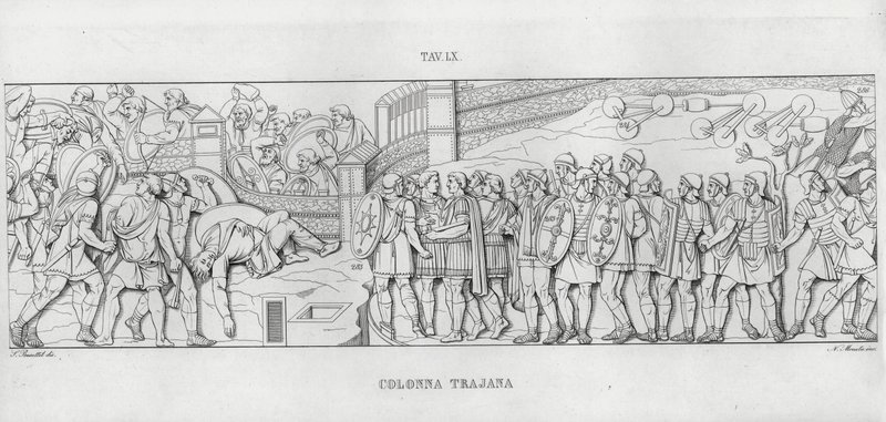 De Zuil van Trajanus (gravure) door Italian School