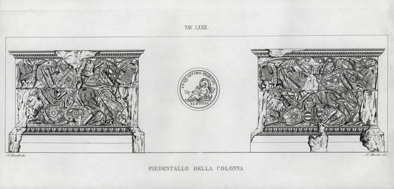 De Zuil van Trajanus (gravure) door Italian School