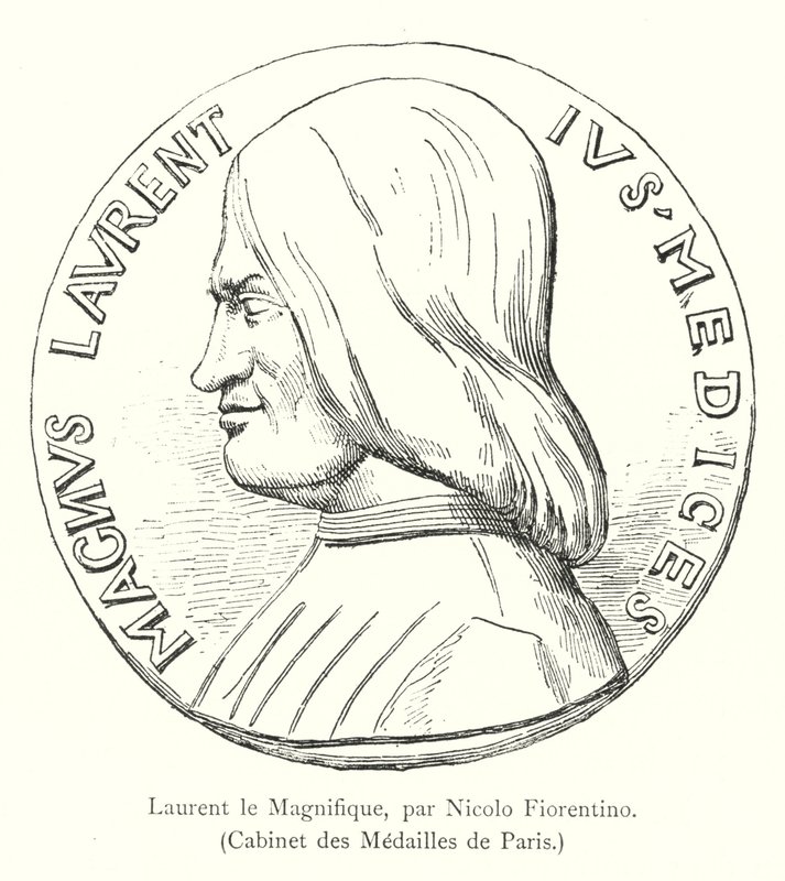 Laurent de Magnifieke, door Nicolo Fiorentino, Kabinet van Medailles van Parijs (gravure) door Italian School