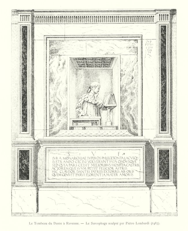 Het Graf van Dante in Ravenna, Het Sarcofaag gebeeldhouwd door Pietro Lombardi door Italian School