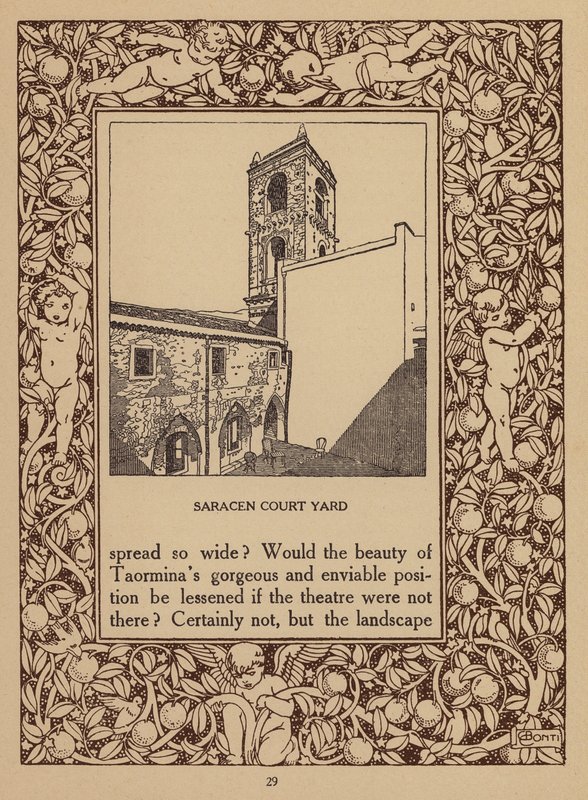 Pagina uit brochure voor San Domenico Palace Hotel, Taormina (litho) door Italian School