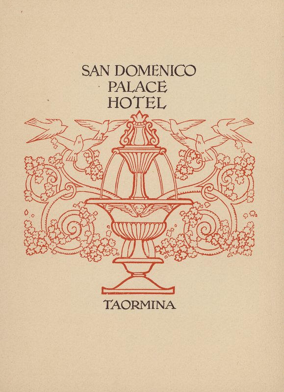 Pagina uit brochure voor San Domenico Palace Hotel, Taormina (litho) door Italian School