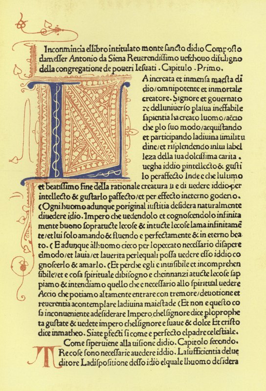 Pagina uit de Monte Santo di Dio door Italian School