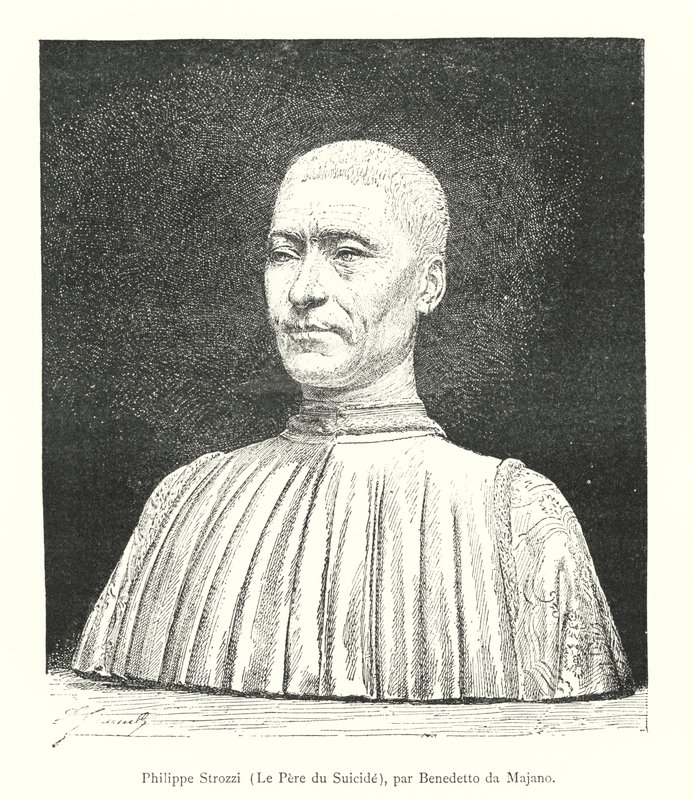 Filippo Strozzi, De Vader van de Zelfmoord, door Benedetto da Majano (gravure) door Italian School