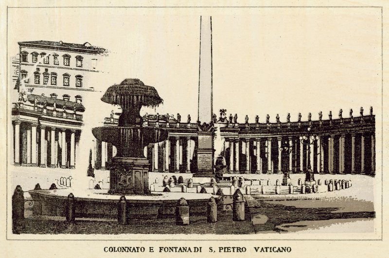 Rome: Colonnato en Fontein van S. Pietro Vaticaan door Italian School
