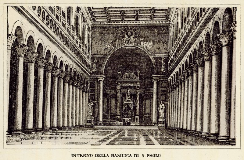 Rome: Binnenkant van de Basiliek van Sint-Paulus door Italian School