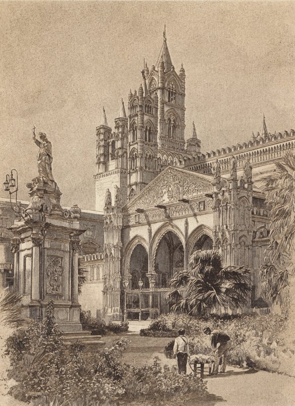Sicilië / Sicilië: Kathedraal van Palermo (litho) door Italian School