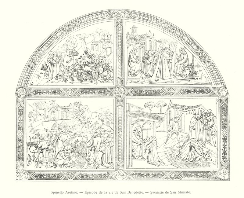 Spinello Aretino, episode uit het leven van San Benedetto, sacristie van San Miniato door Italian School
