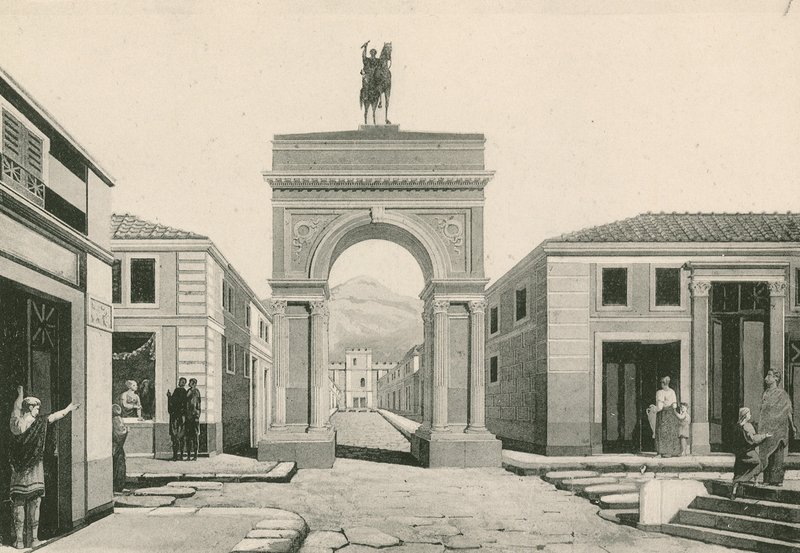 De boog van Caligula zoals het was (gravure) door Italian School