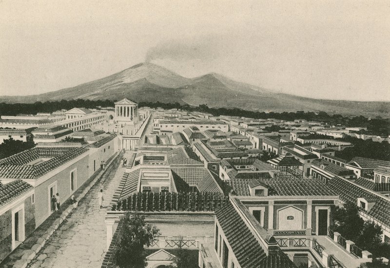 Het Panorama van Pompeii zoals het was door Italian School