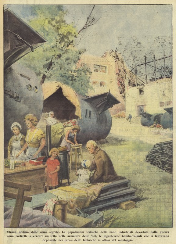 Het vreemde lot van geheime wapens (kleurenlitho) door Italian School