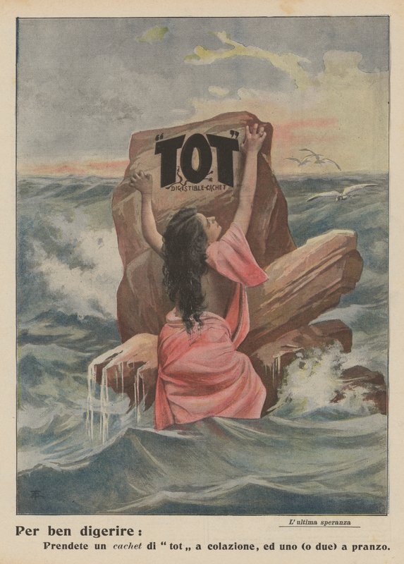 Tot Digestible Cachet (kleurenlitho) door Italian School