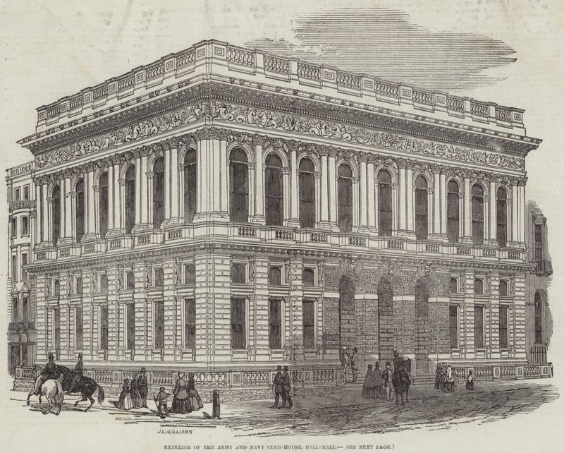 Exterieur van het Army and Navy Club-House, Pall-Mall door J.L. Williams