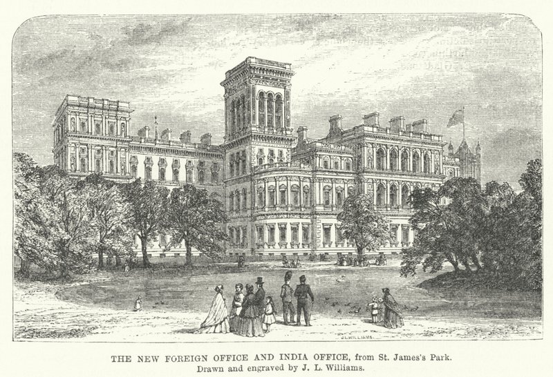 Het nieuwe Foreign Office en India Office, vanaf St James