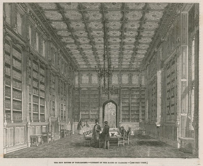 De nieuwe Houses of Parliament - de bibliotheek van het Lagerhuis door J.L. Williams