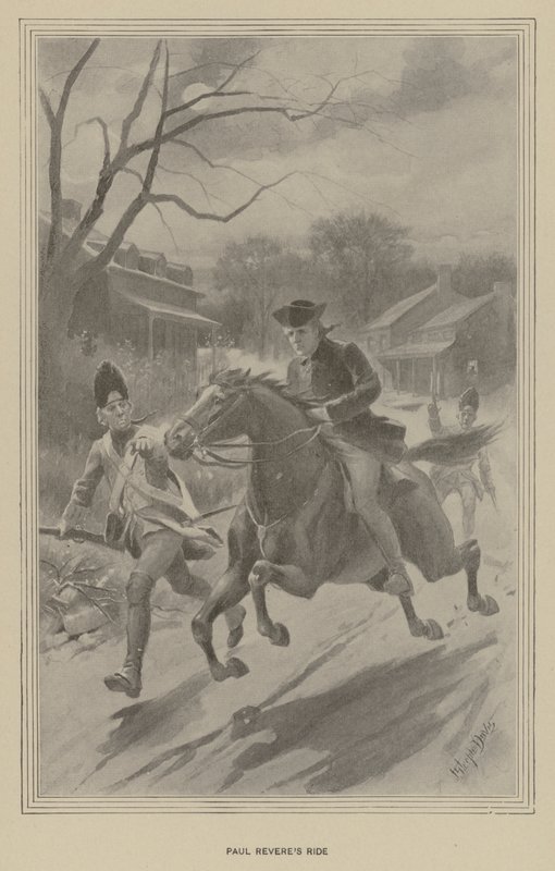 De rit van Paul Revere (litho) door J. (after) Steeple Davis