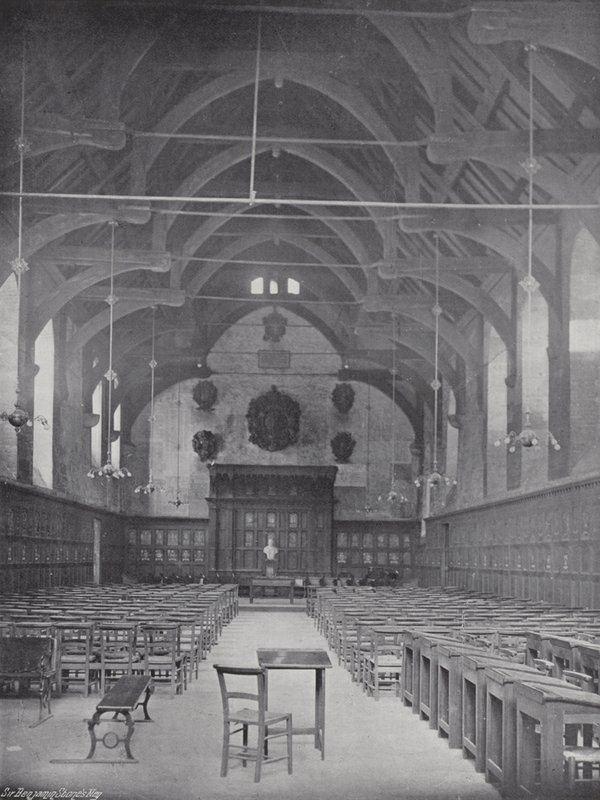 Pannenkoek Gooien op Westminster School, de Grote Hal door J. Benjamin Stone