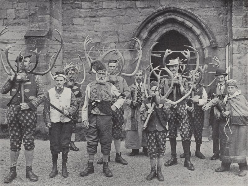 De Hoorn Dans, Abbots Bromley, alle Personages door J. Benjamin Stone