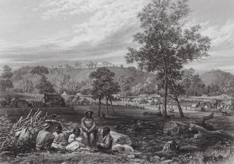 Australië: Mount Laura, Camperdown (gravure) door J. C. Armytage