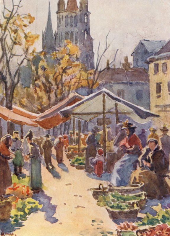 De markt, Lausanne door J. Hardwicke Lewis