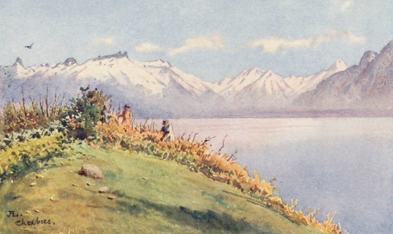 De Rhône-vallei vanuit Chexbres door J. Hardwicke Lewis