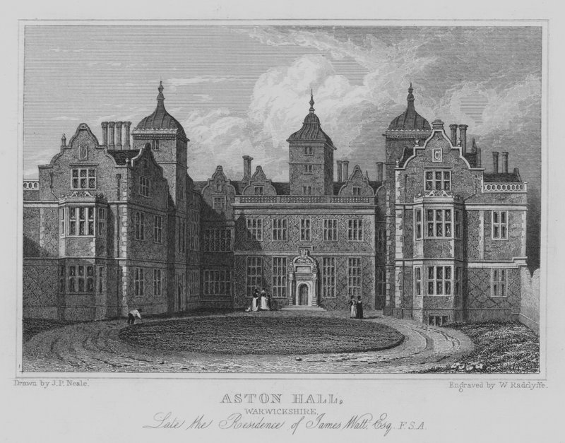 Aston Hall, Warwickshire, Voormalige Residentie van James Watt, Esquire, FSA door John Preston Neale