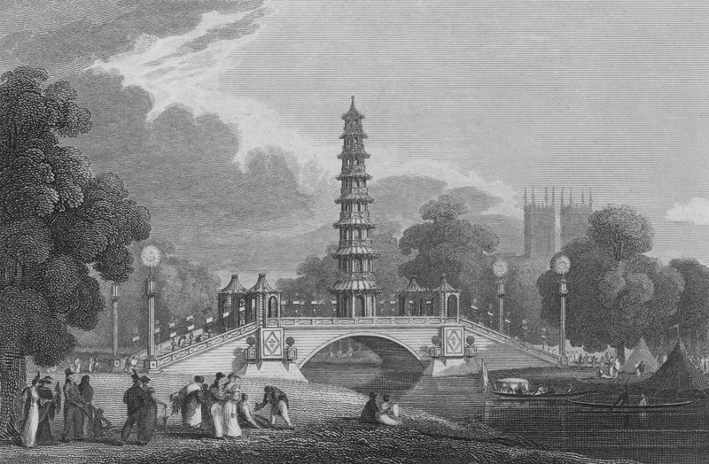 Chinese Pagode en Brug, in St James