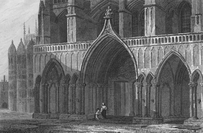 Westminster Abbey, Noordportaal, met deel van de Henry VII Kapel door John Preston Neale