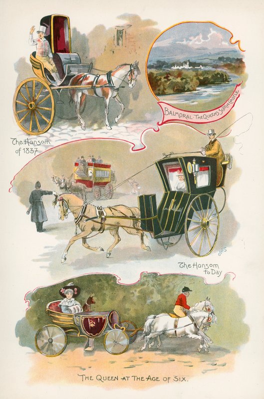 Hansom van 1837 en Hansom van vandaag door J. R. Sinclair