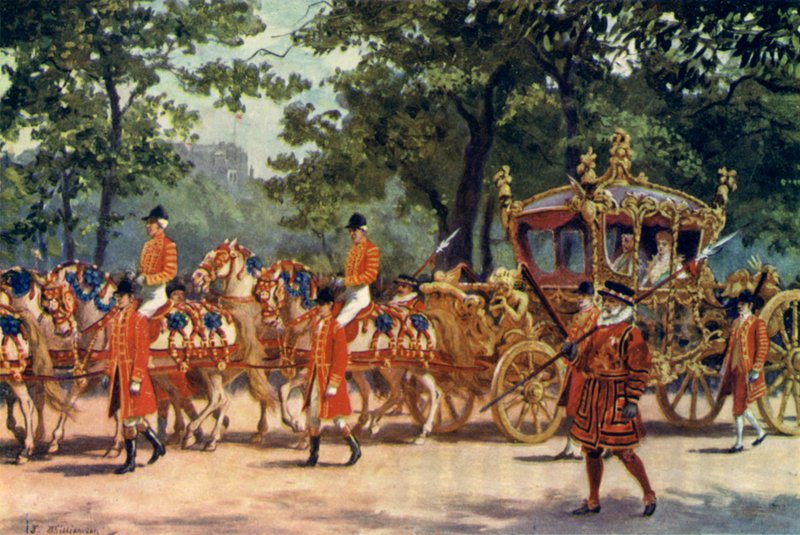 De kroningskoets, kroningsprocessie van koning Edward VII door J. Williamson