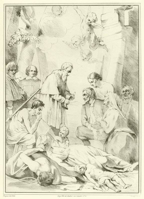 St. Macarius van Gent helpt de pestslachtoffers door Jacob van Oost