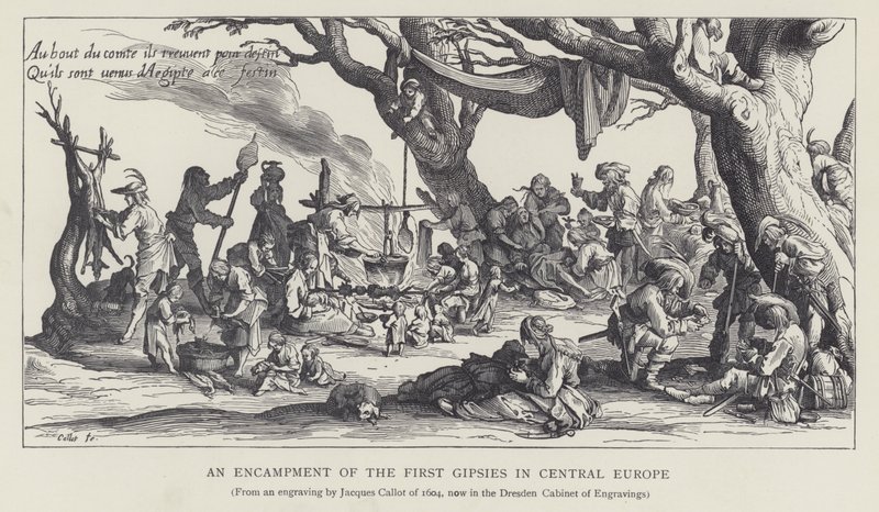 Een Kampement van de Eerste Zigeuners in Centraal-Europa door Jacques (after) Callot