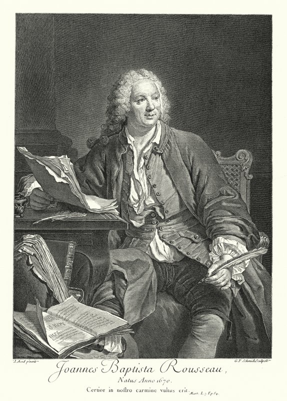 Jean-Baptiste Rousseau, Franse dichter en toneelschrijver (gravure) door Jacques Andre Joseph Camelot (after) Aved