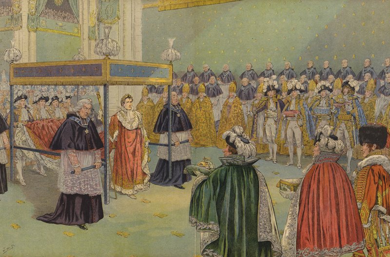 Geschenken aangeboden aan Napoleon Bonaparte bij zijn kroning in Parijs door Jacques Marie Gaston Onfray de Breville (Job)
