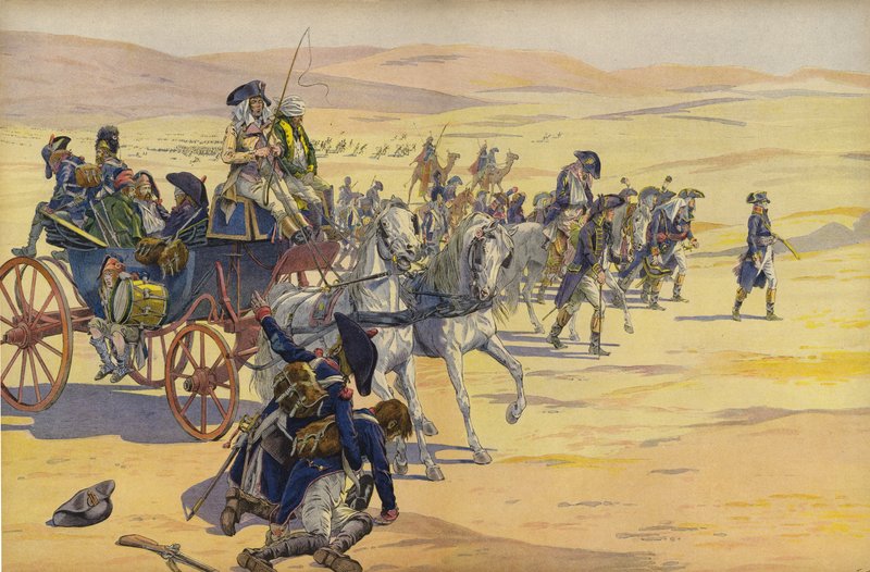 Napoleon Bonaparte en zijn troepen in de woestijn door Jacques Marie Gaston Onfray de Breville (Job)