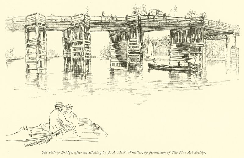 Oude Putney-brug door James Abbott McNeill Whistler