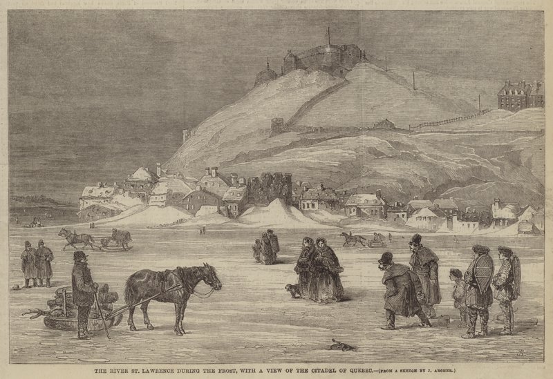 De Rivier St. Lawrence tijdens de Vorst, met Uitzicht op de Citadel van Quebec door James Archer