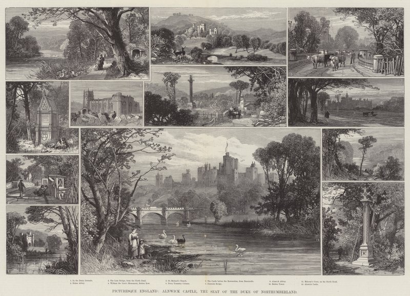 Pittoresk Engeland, Alnwick Castle, de Zetel van de Hertog van Northumberland door James Burrell Smith
