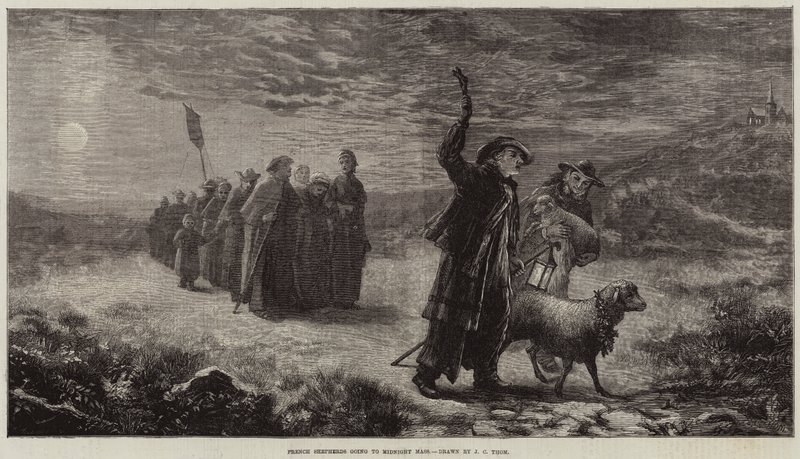 Franse herders op weg naar de middernachtmis door James Crawford Thom