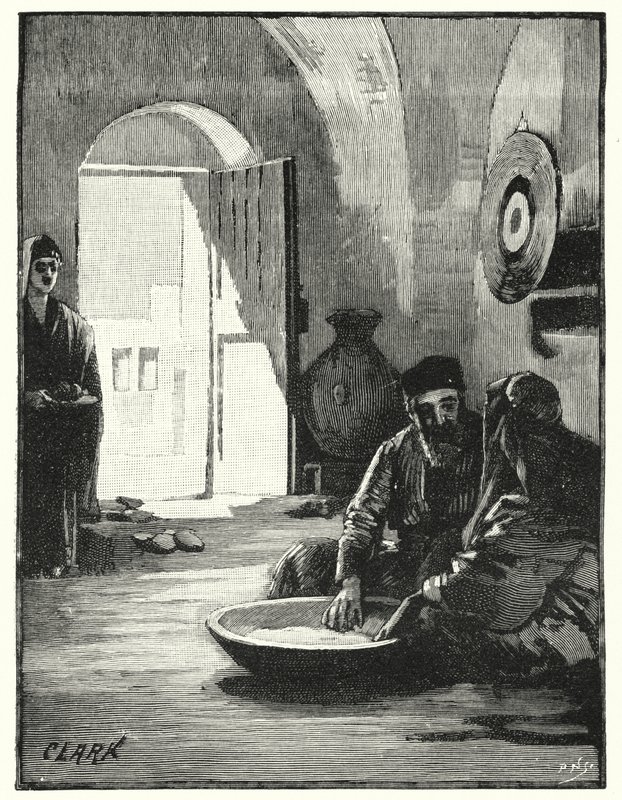 Eten uit een gemeenschappelijke schaal, Oosterse gewoonte door James (after) Clark